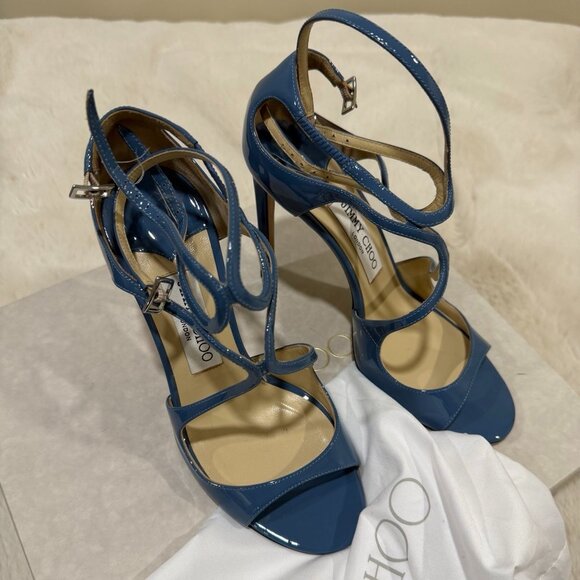 Jimmy Choo Shoes - Jimmy Choo Lang Strappy Blue High Heel Sandals